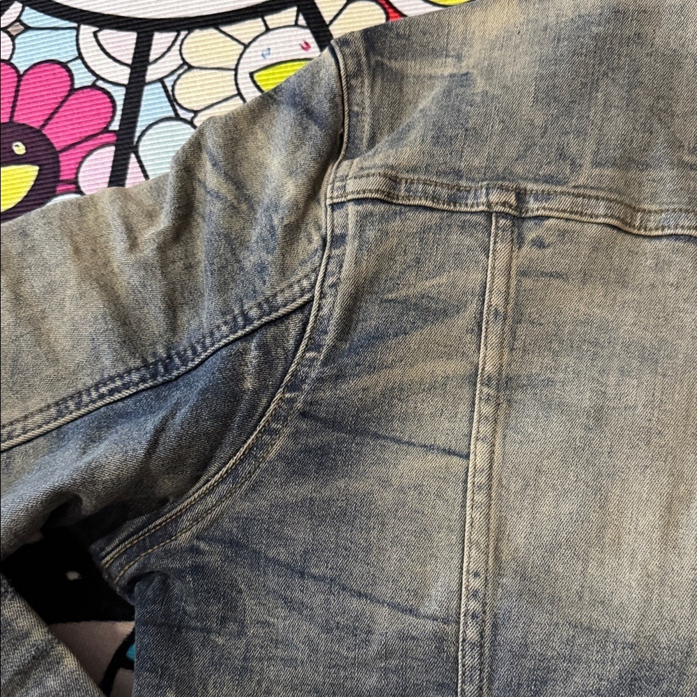 OXYD Premium Denim Men's Distressed Denim Jacket, Size Small - Picture 13 of 16